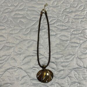 Rustic Brown Pendant Necklace with Textured Design